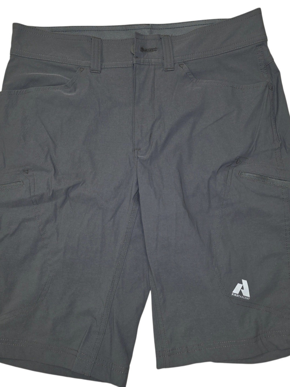 Eddie Bauer Mens Cargo Shorts 32 Gray Canvas Polyester Zip Flat Front Pockets